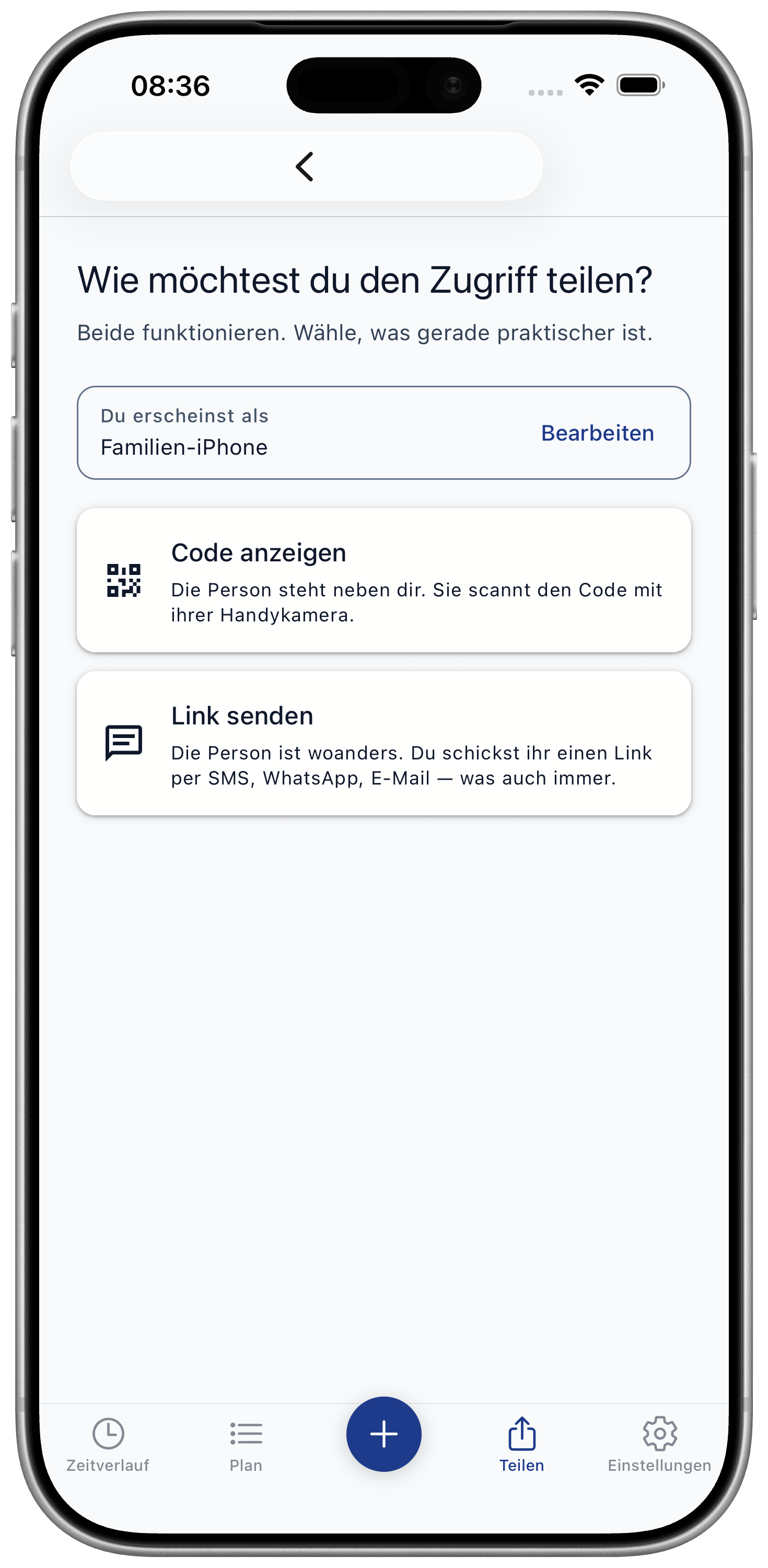 Code and link screen