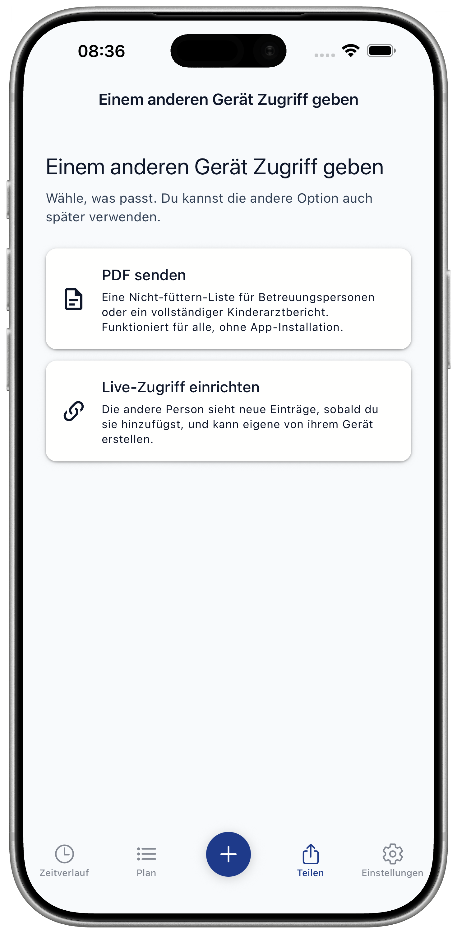 Give access screen