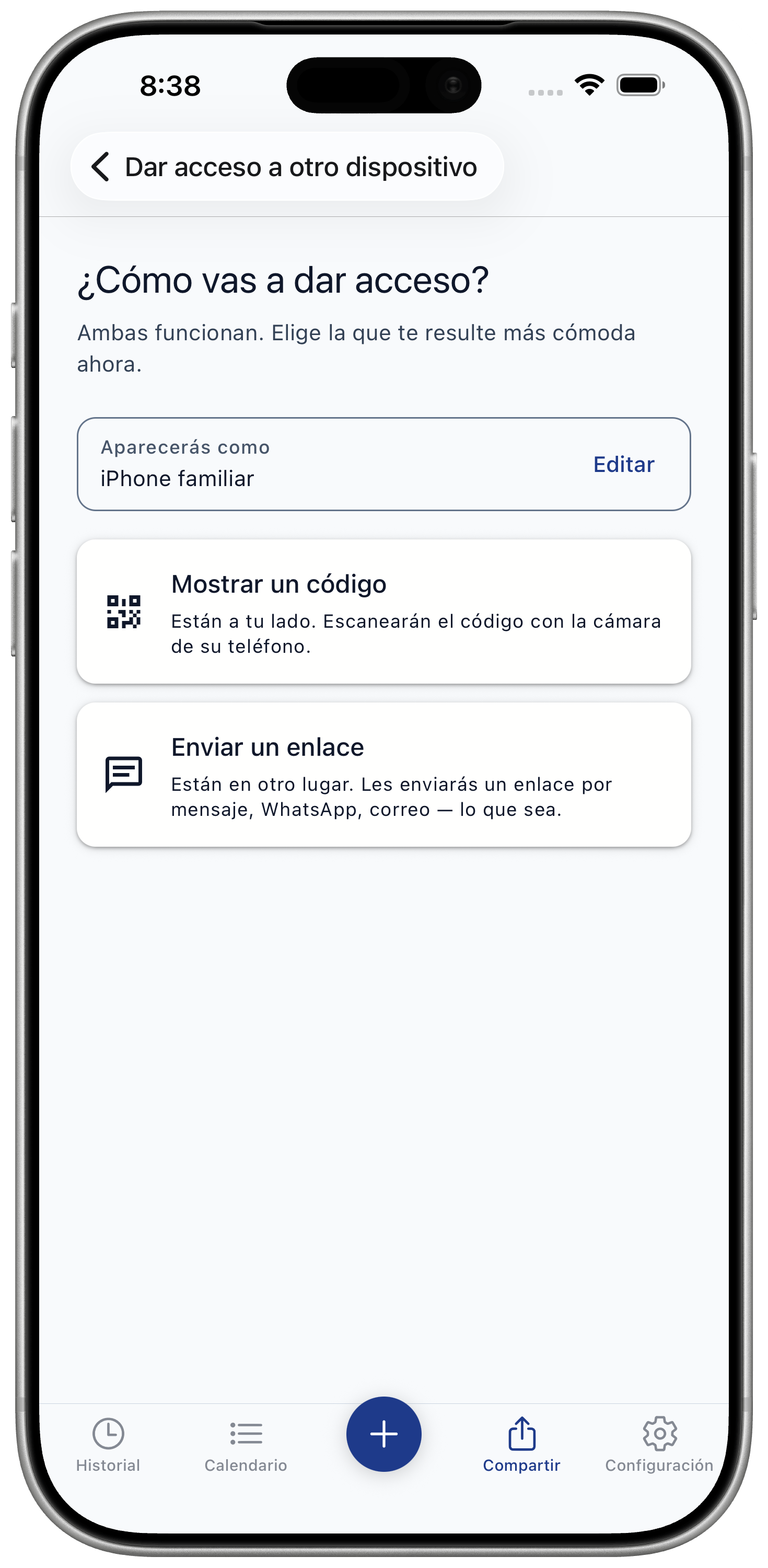 Code and link screen