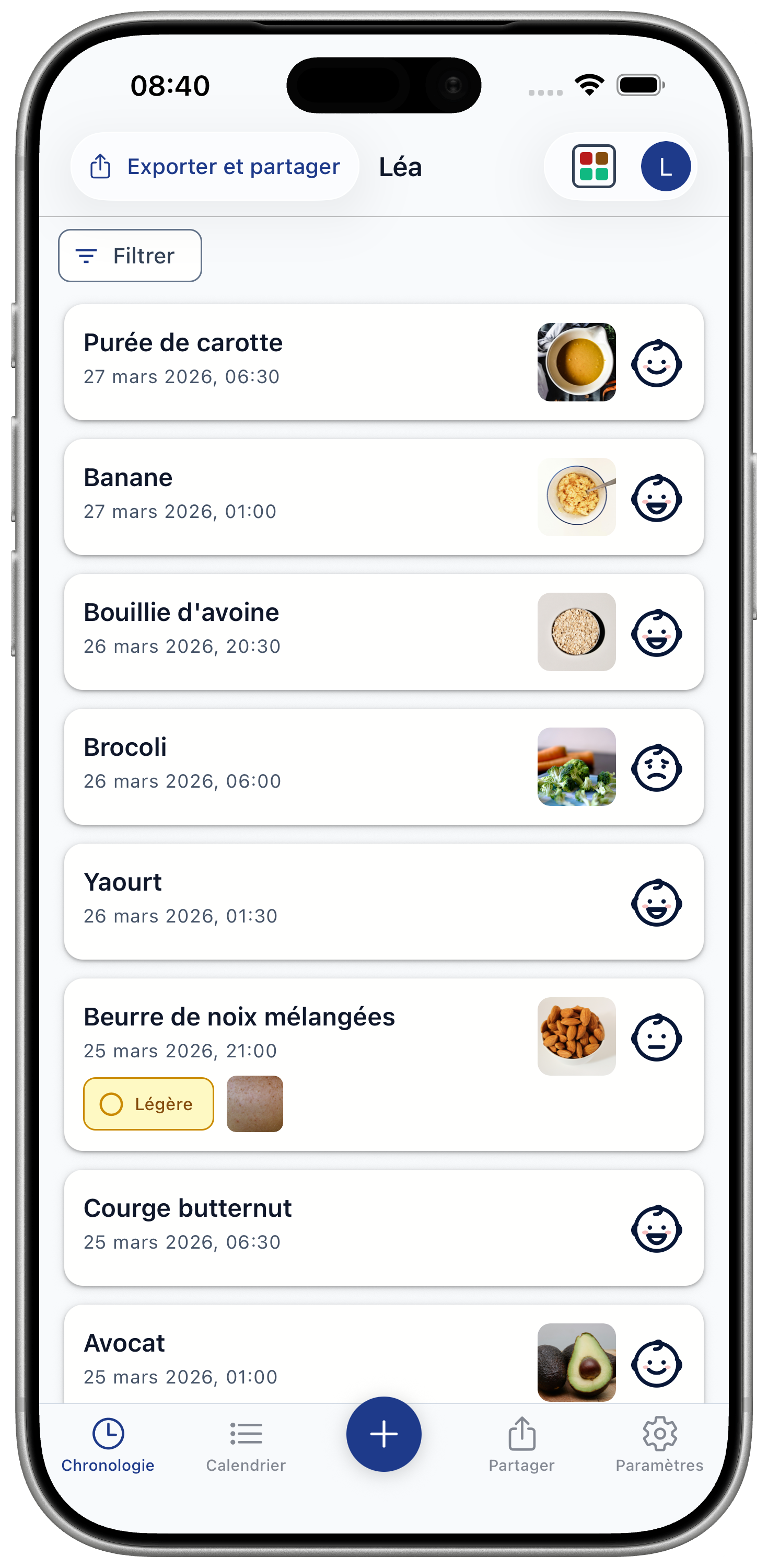 Vérifier le statut des aliments