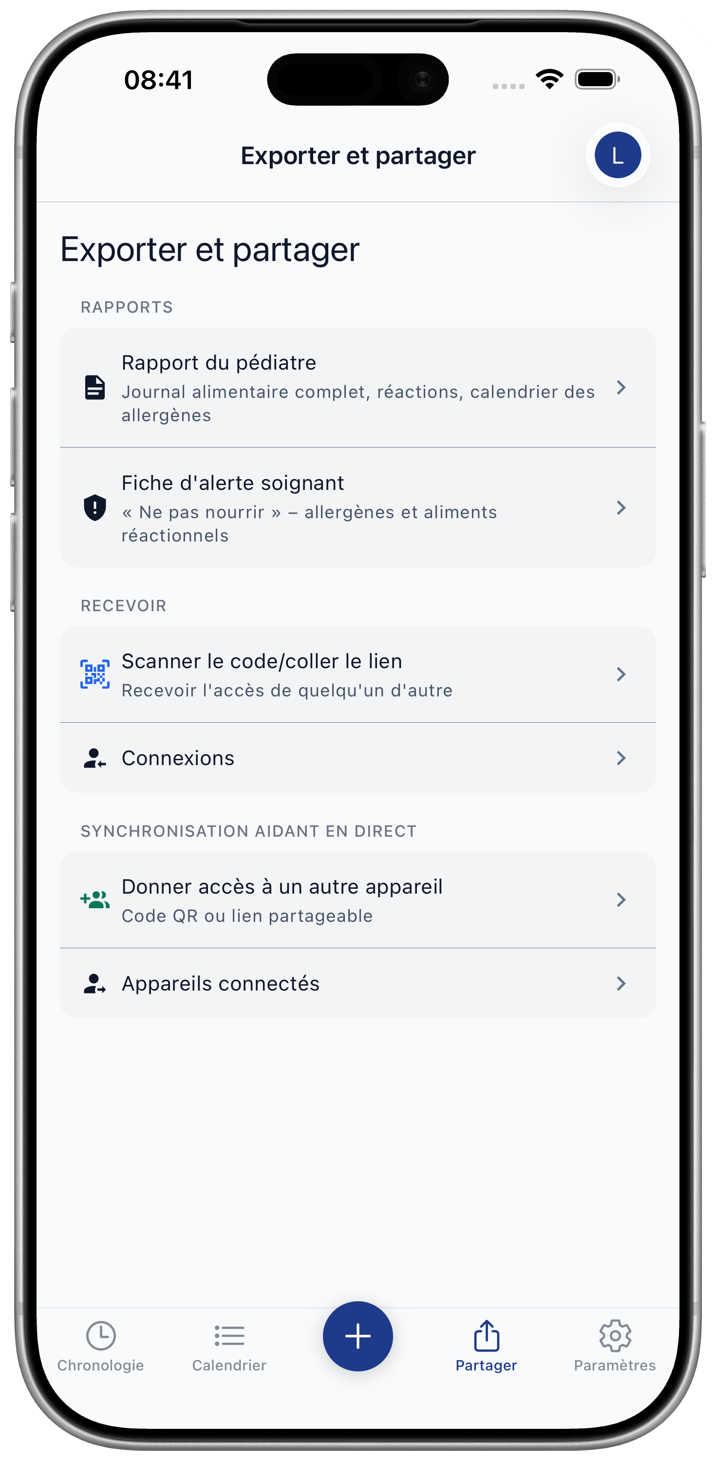 Export and Share screen