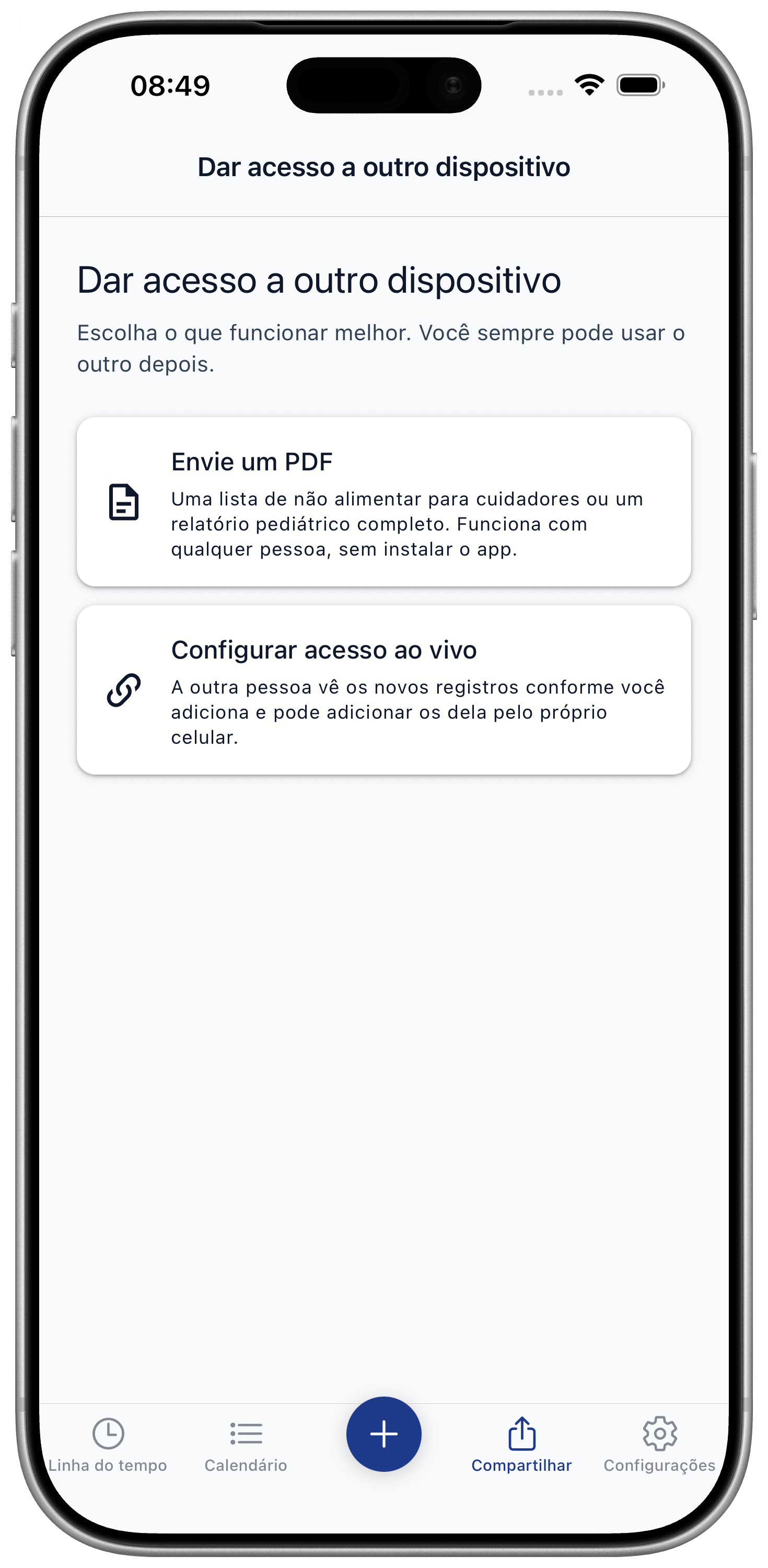 Give access screen