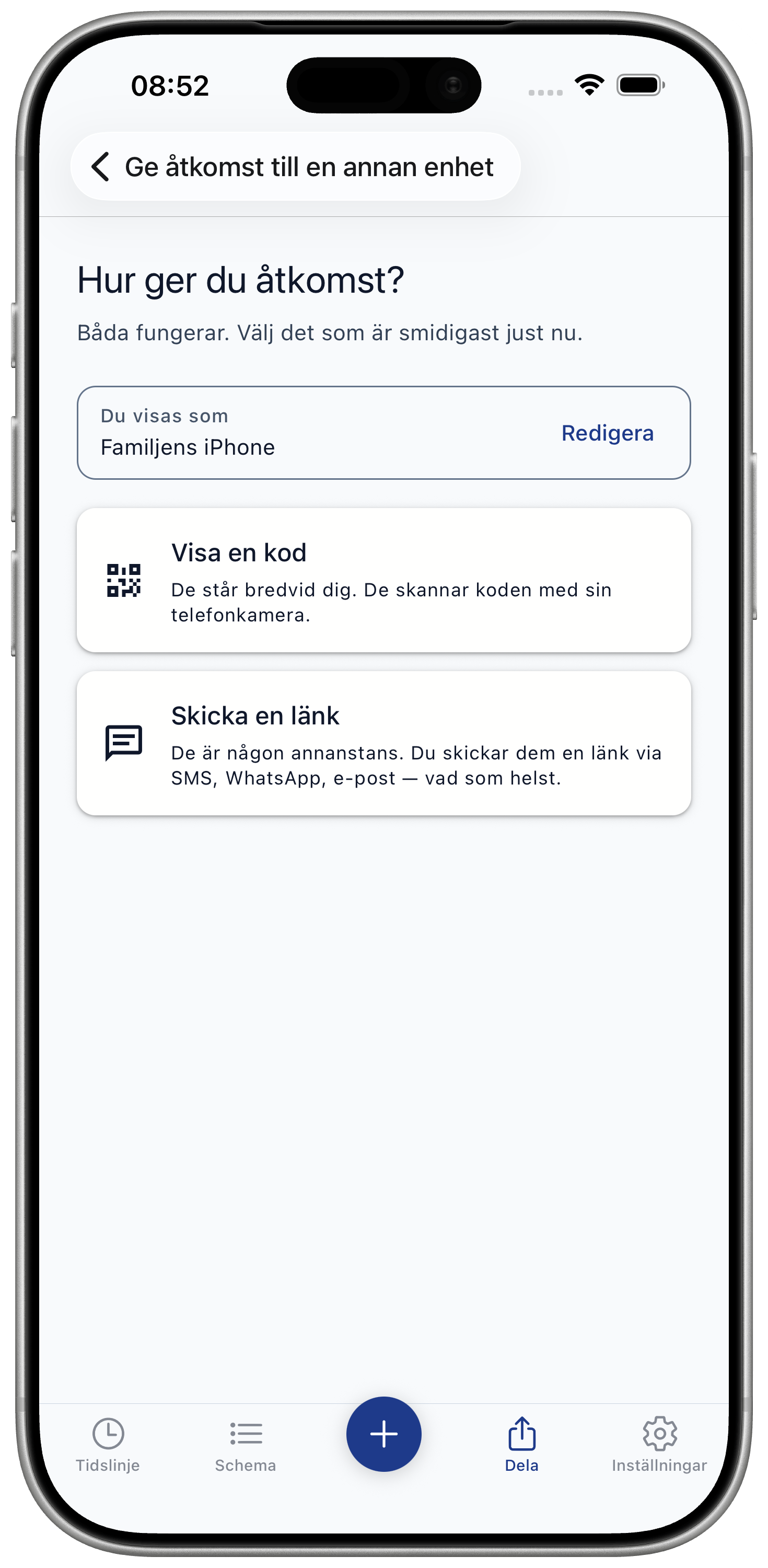 Code and link screen